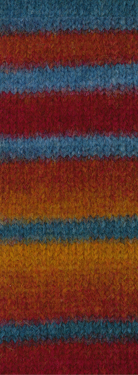 19 Stahl-/Graublau/Ocker/RotbraunWeinrot