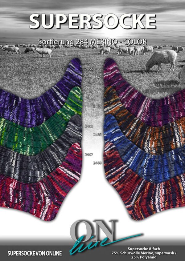 ONLine SUPERSOCKE 8-FACH SORT.284 MERINO COLOR