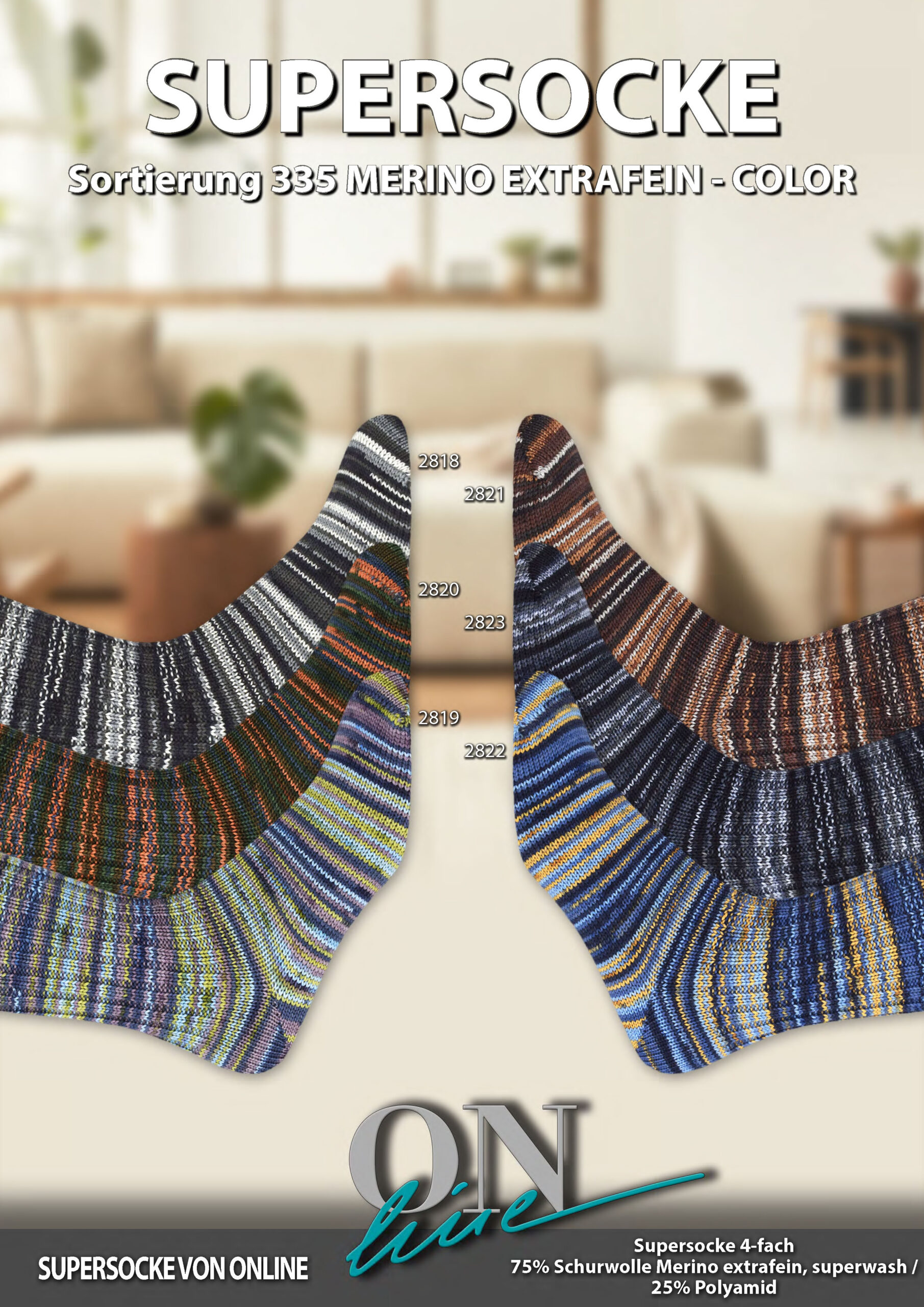 ONLine SUPERSOCKE 100 SORT.335 MERINO EXTRAFEIN-COLOR