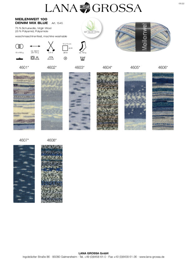 LANA GROSSA Mode mit Wolle Handels- und Vertriebs GmbH MW 100 DENIM MIX BLUE