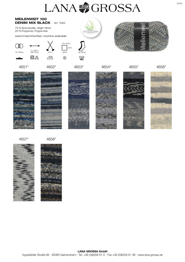 LANA GROSSA Mode mit Wolle Handels- und Vertriebs GmbH MW 100 DENIM MIX BLACK