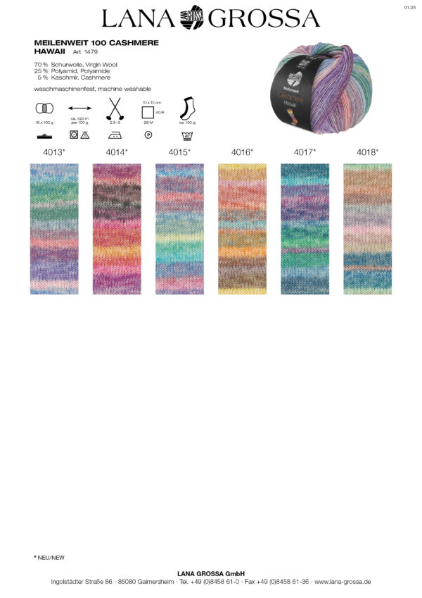 LANA GROSSA Mode mit Wolle Handels- und Vertriebs GmbH MEILENWEIT 100 CASHMERE HAWAII