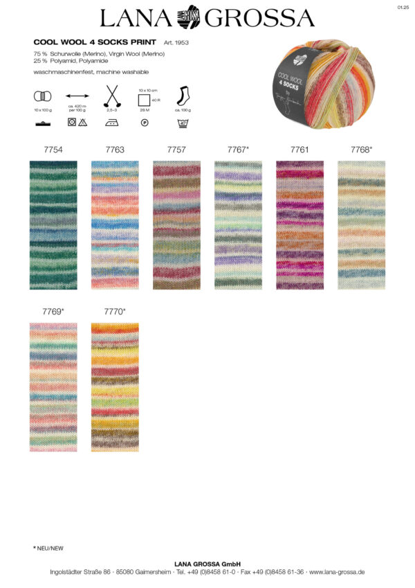LANA GROSSA Mode mit Wolle Handels- und Vertriebs GmbH COOL WOOL 4 SOCKS PRINT