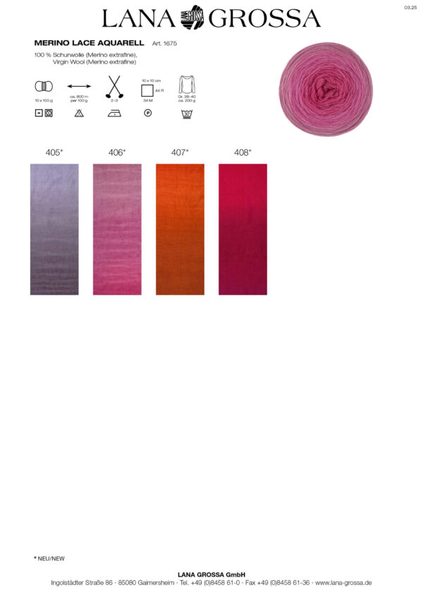 LANA GROSSA Mode mit Wolle Handels- und Vertriebs GmbH MERINO LACE AQUARELL