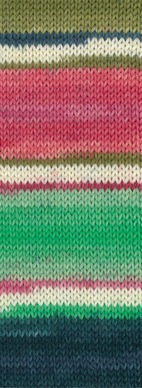 924 Himbeer/Erdbeer/Pink/Oliv/Ecru/Petrol Gestreift